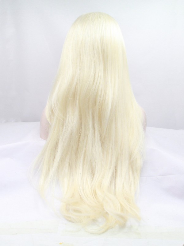 Lang Blond Spitzefront Wellig Perücken