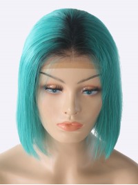 180% Dichte blau kurze 13 * 6 Inch Spitzenfront Echthaar Perücke mit Babyhaar