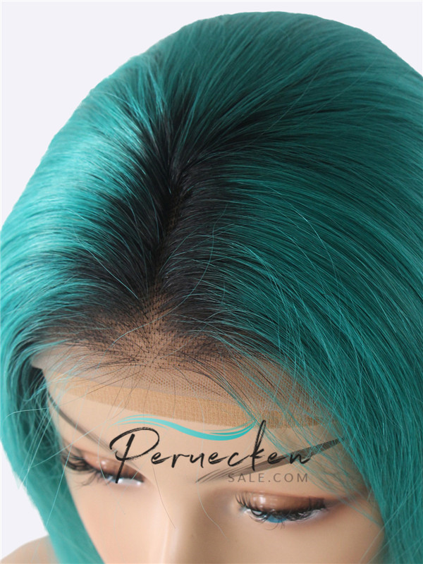 180% Dichte blau kurze 13 * 6 Inch Spitzenfront Echthaar Perücke mit Babyhaar