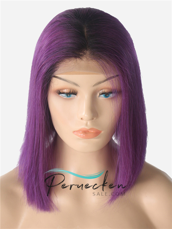 180% Dichte T1B/lila Ombre tiefer Teil Bob Spitzenfront Perücke 13*6 Inch