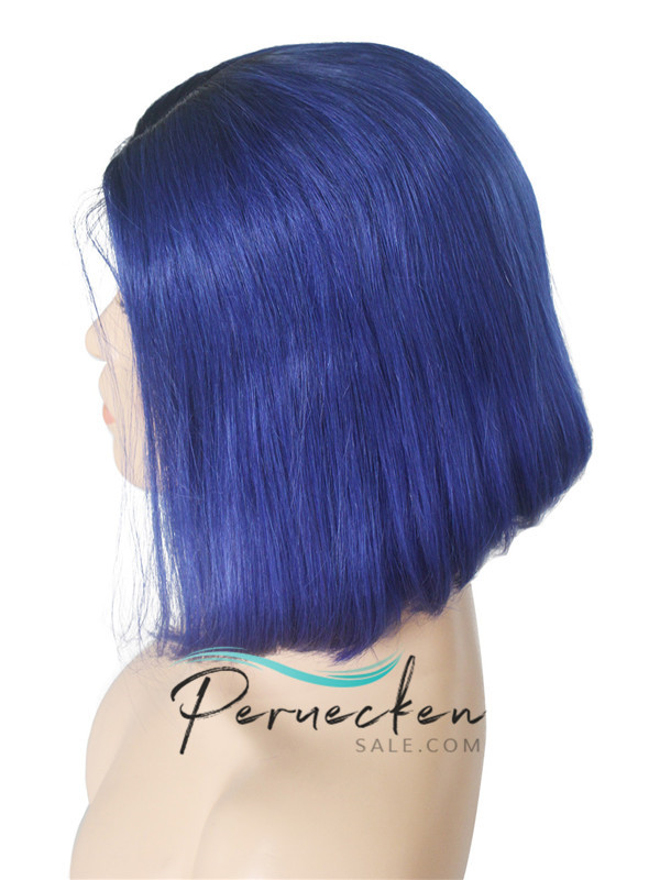 180% Royal Blau Bob 13 * 6 Inch Spitze Echthaar Perücken