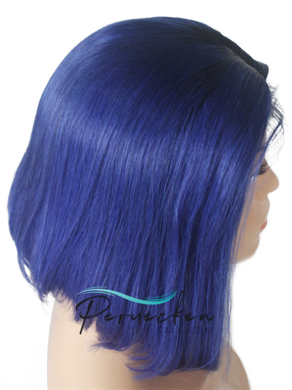 180% Royal Blau Bob 13 * 6 Inch Spitze Echthaar Perücken