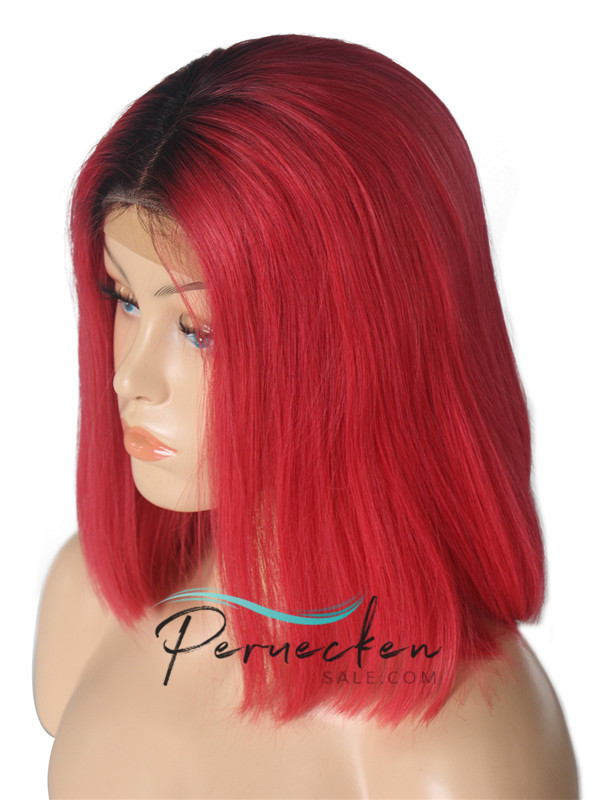 180% 1B/rot Ombre Bob 13*6 Inch Spitzenfront Echthaar Perücke