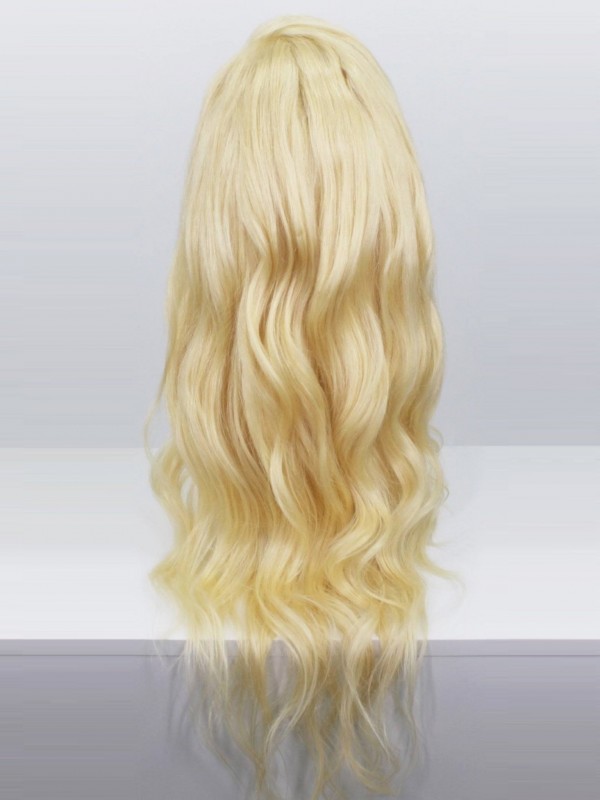 Blonde Lang Wellig Vollspitze Echthaar Perücken