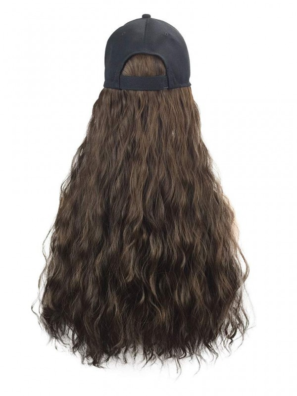 Braun Lang Wellig Hair Perücken Mit Women Baseballkappe