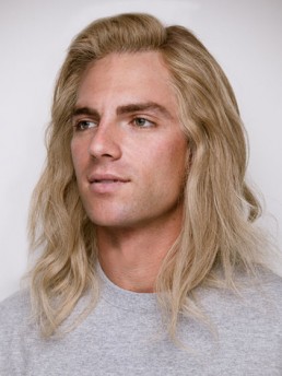 Blond Mittel Männer Wellig Spitzefront Echthaar Perücken