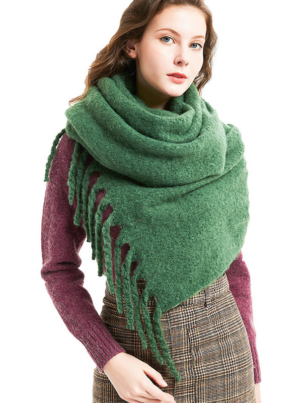 Herbst und Winter New Thick Tassel Circle Sand Einfarbiger Schal für Damen
