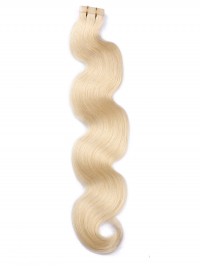 Blond Lange Wellig PU Haarverlängerung