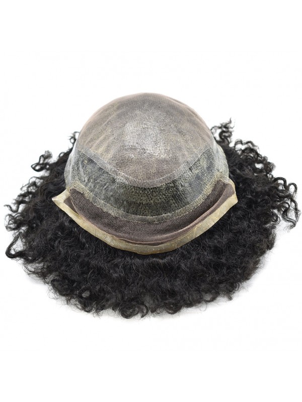 Afro B Spitzefront Afro Mens Toupee Afroamerikanisches Haarersatzsystem