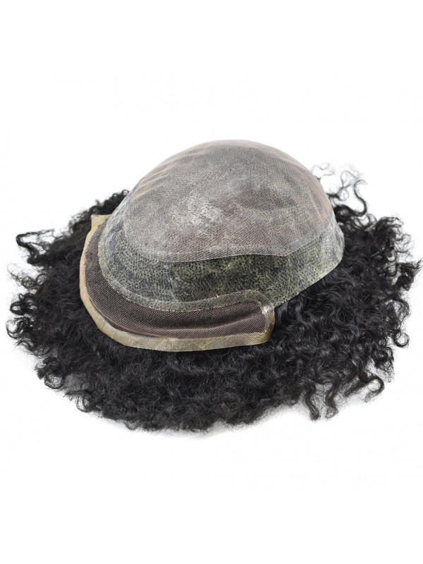 Afro B Spitzefront Afro Mens Toupee Afroamerikanisches Haarersatzsystem