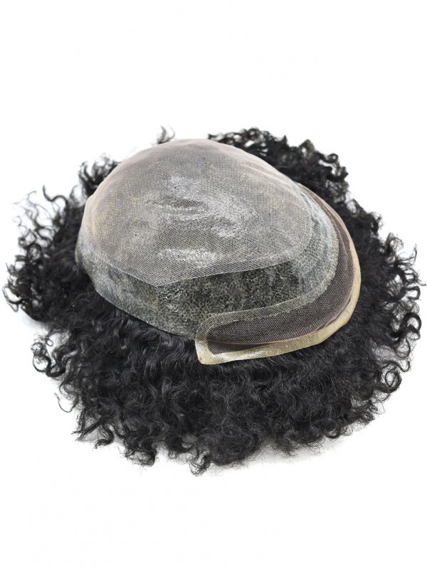 Afro B Spitzefront Afro Mens Toupee Afroamerikanisches Haarersatzsystem