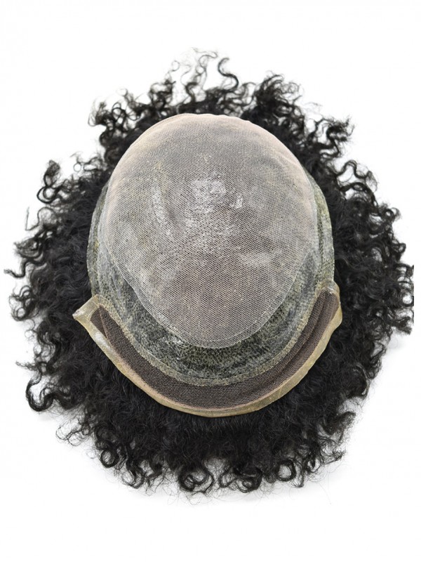 Afro B Spitzefront Afro Mens Toupee Afroamerikanisches Haarersatzsystem