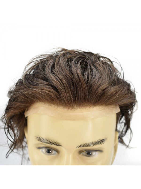 Herrenperücken Französische Spitzefront Natürlicher Haaransatz Einheiten Echthaar Toupet Für Männer