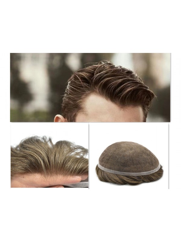 Volle Französische Spitze Haar Perücke Für Männer Echthaar Toupet Für Männer