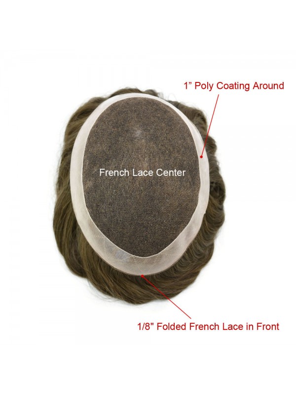 Toupet Mens Perücken French Lace Hair System Für Poly Coating Perücken Für Männer