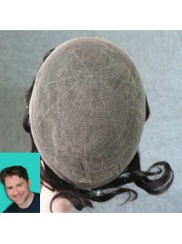 Full French Lace Medium Density Customized Mens Hair Replacement
