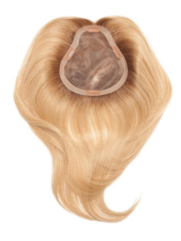 Wellig Blond Echthaar Mono Haarteile