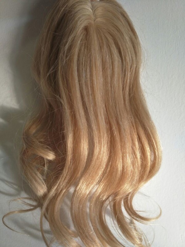 Wellig Blond 100% Echthaar Mono Haarteile